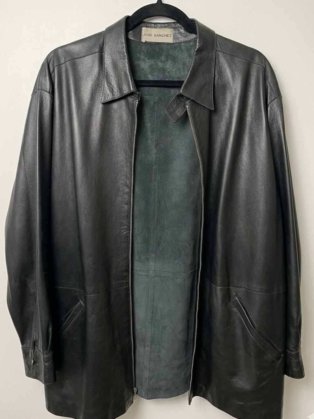 Vintage Jose Sanchez Designer Black Leather Jacket Men’s Size M